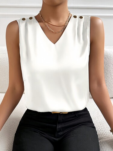 Elegant Blouse with Elegant Sleeves, V-Neck Blouse, High Collar Shirt