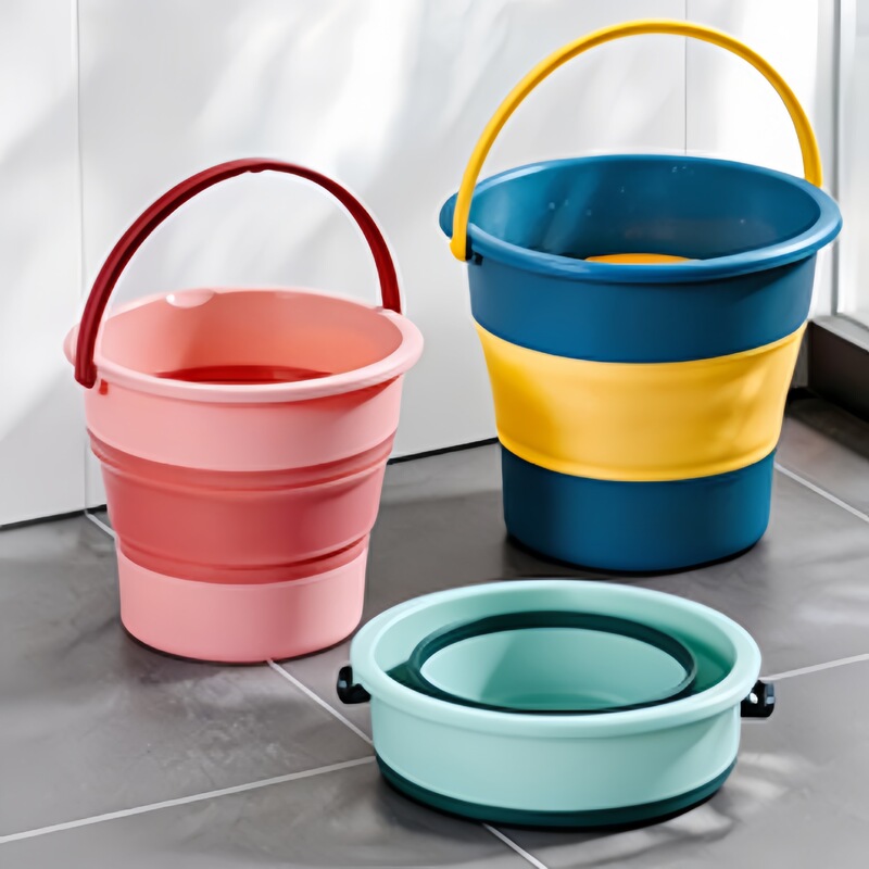 [Factory Outlet] Housework Cleaning Outdoor Folding Bucket Dormitory Portable Plastic Bucket Foot Bucket Fashion Bucket