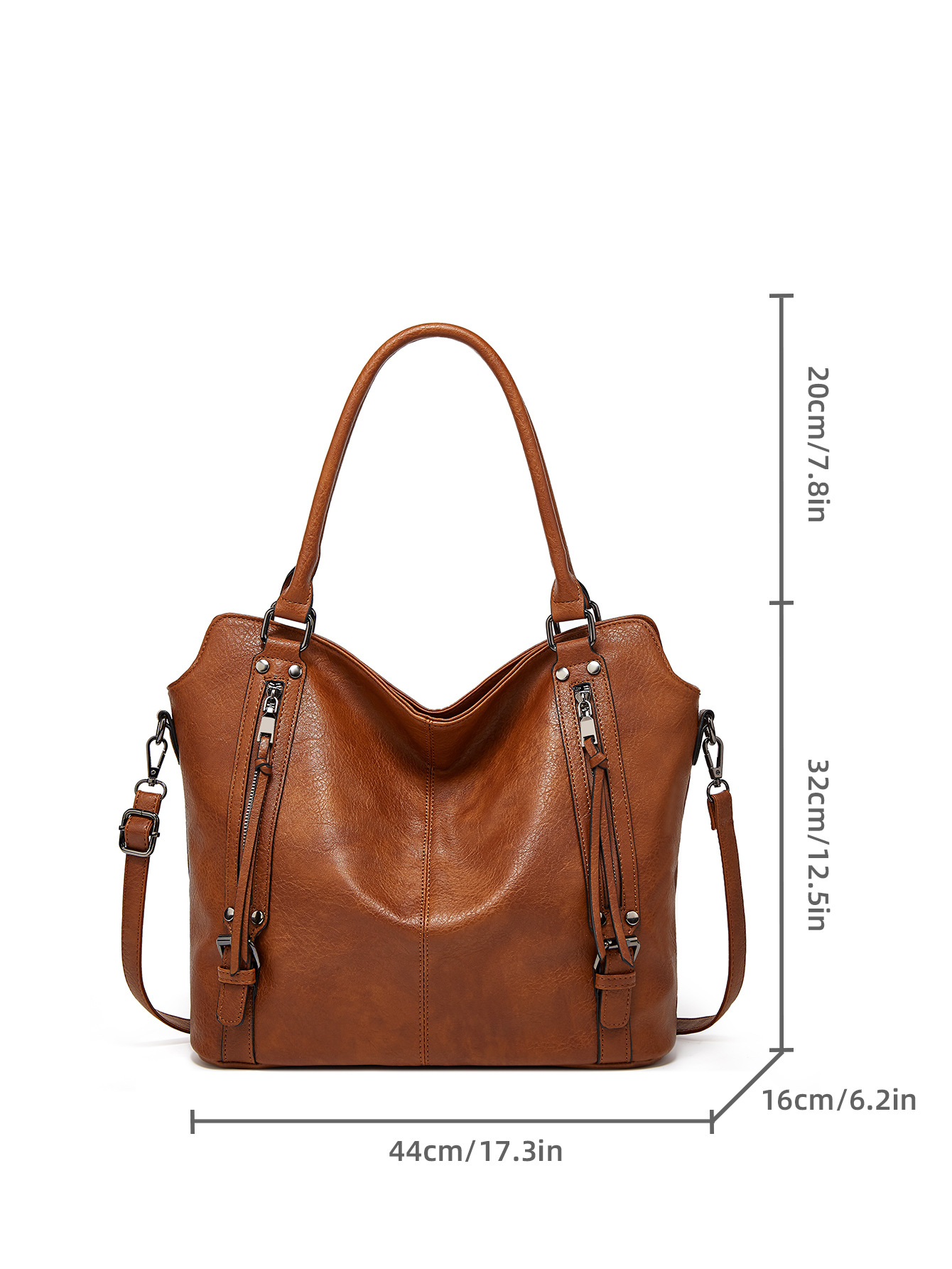 Women's Large Pu Leather Solid Color Vintage Style Zipper Bag Sets Tote Bag display picture 13
