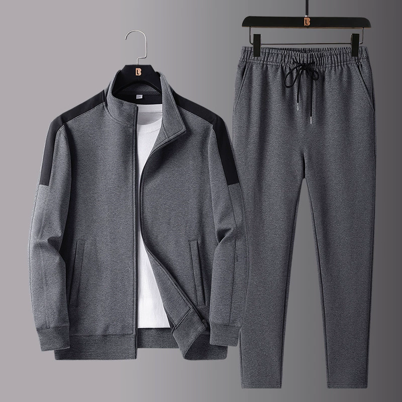 Среднего и пожилого возраста мужская повседневная спортивная одежда весной и осенью свободная толстая куртка плюс размер брюки набор из двух частей