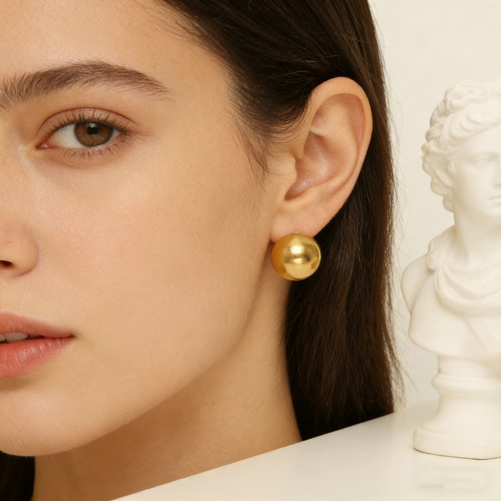 Cruz-Frontera de moda de acero inoxidable de diseño hemisferio brillante pendientes de las mujeres de nicho de Europa y América pendientes personalizados al por mayor