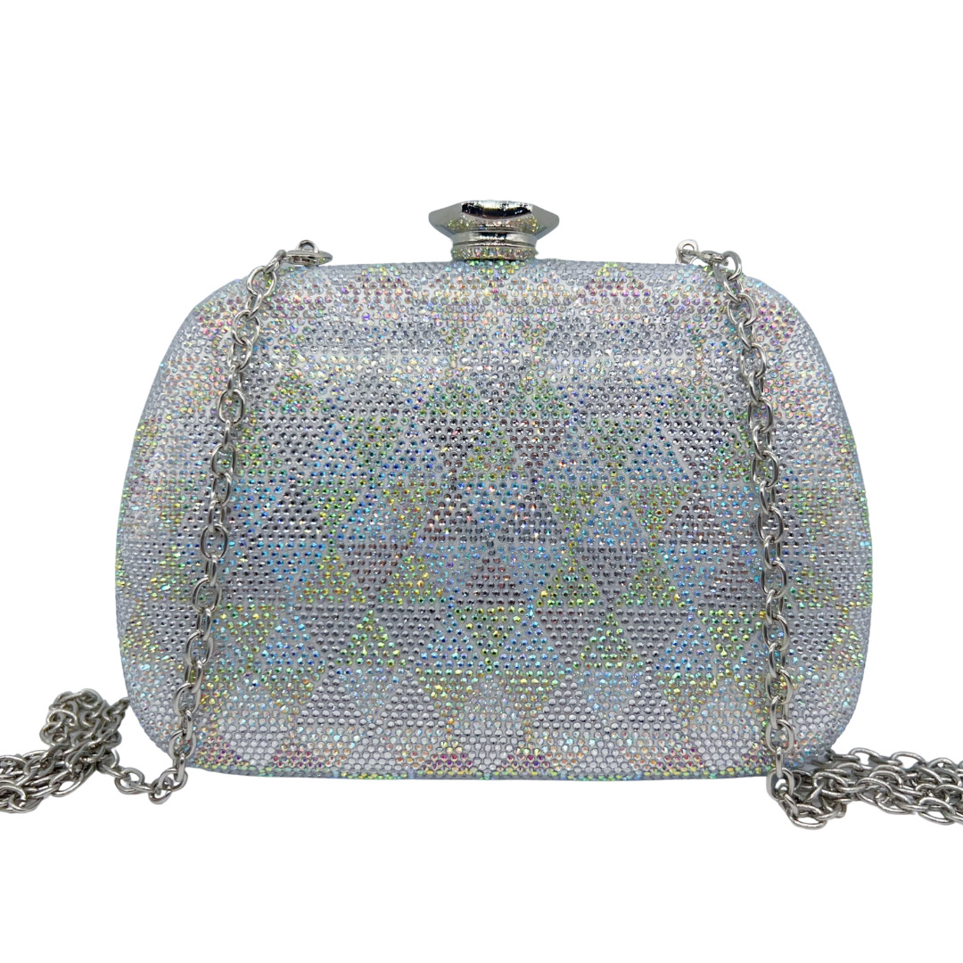 Clutch nữ đính đá lấp lánh hai mặt cầm tay dự tiệc — bạc, màu vàng, xanh lá cây, Xanh ngọc lam tốicolor chi tiết 17
