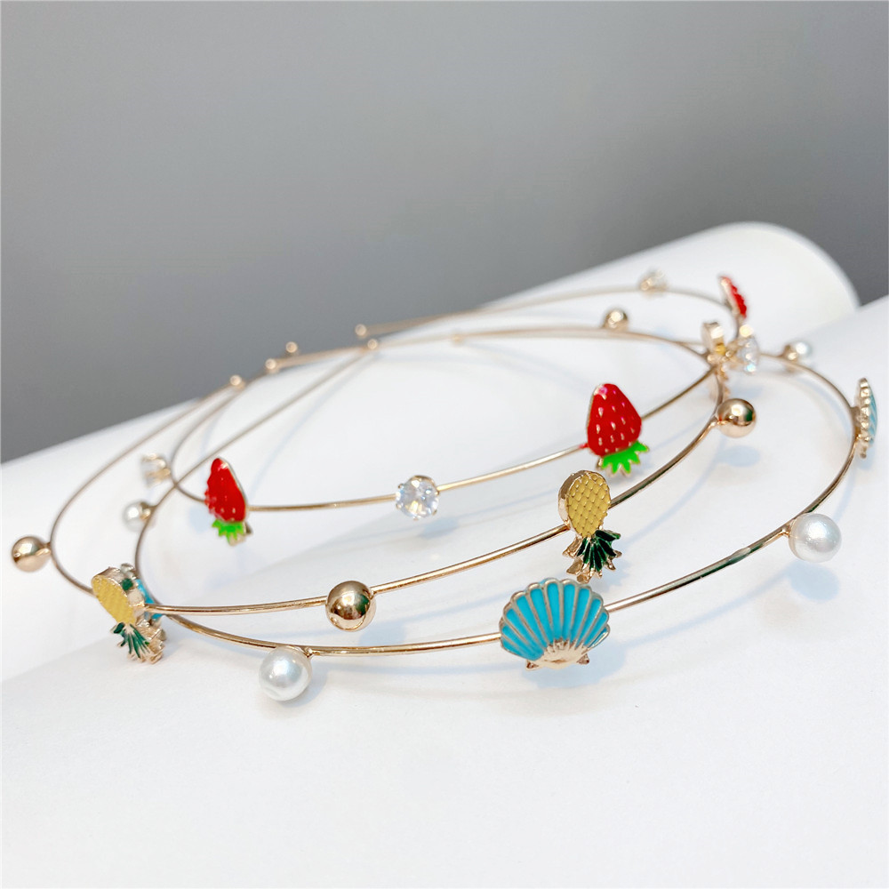 B07 Colored Glaze Fruit Shell Diamond-laid Headband Thin Graceful Online Influencer Metal Headband Girls' Retro Headdress display picture 10