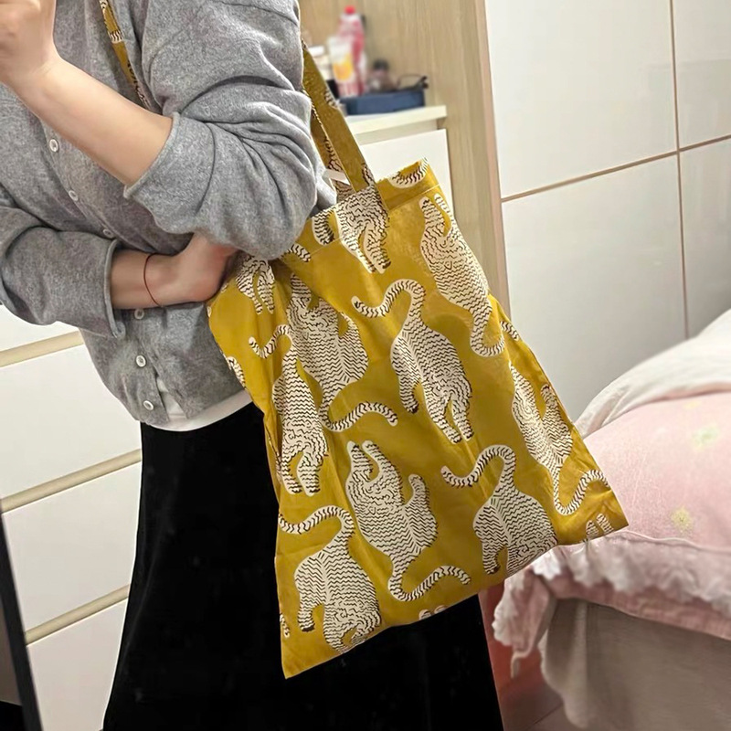 Meet Spring New Indian Traditional Rubbing Cotton Shoulder Bag Environmental Bag Korean Style Simple Cloth Bag Thin Women's Bag