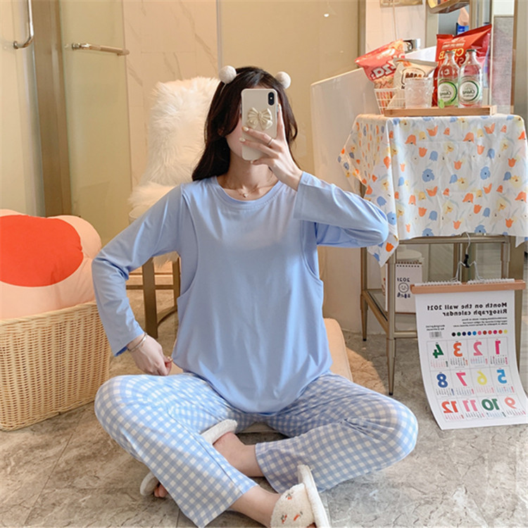 Primavera y otoño confinamiento maternidad posparto enfermería ropa deportes ocio dulce hogar desgaste traje Pijamas de maternidad image 3