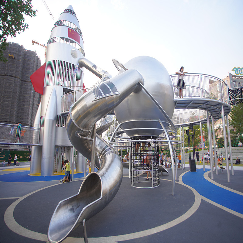 Instalaciones de entretenimiento grandes al aire libre Parque DE LA COMUNIDAD tobogán de acero inoxidable no estándar para niños