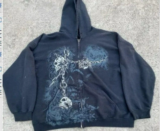 З skeleton with zipper, retro sports hoody, 90 years