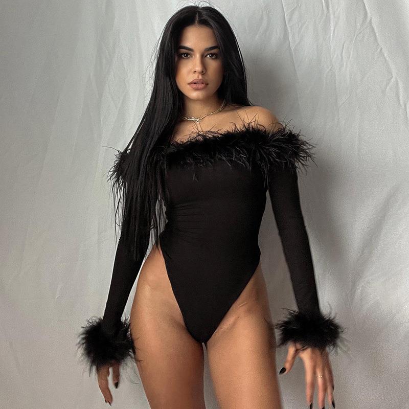 Body ajustado de manga larga con un solo hombro descubierto, estilo americano, con un diseño estético europeo y americano, top de manga larga moderno para mujer.