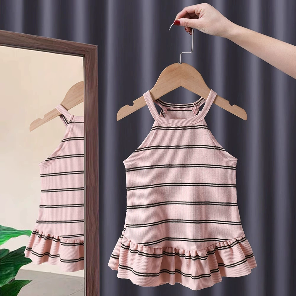 Dress (Ningli) Summer Cheongsam, Children's Princess Skirt, 80–130 cm, Pink & Plaid