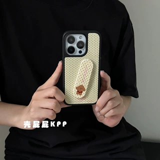 壳屁屁KPP奶黄波点可爱创口贴狗狗支架ins韩系14适用16pro苹果16P