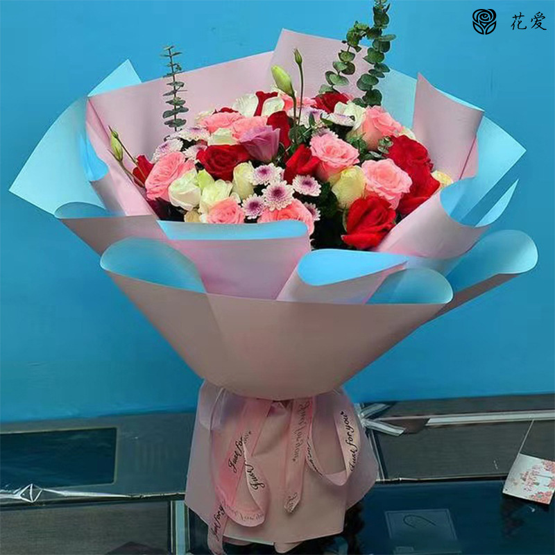 鲜花包装纸欧雅纸双面双色防水花束包装纸加厚花店diy花材料批发