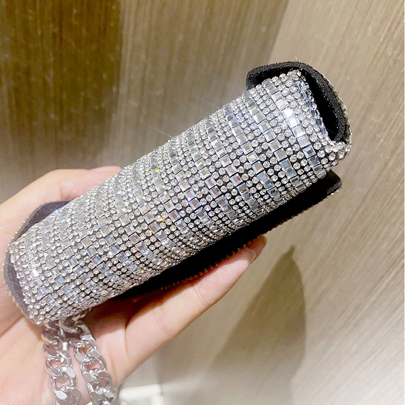 Mini shoulder 2024 Guangzhou trendy rhinestone chain crossbody hot diamond design party women's hand-held small square_voghion.com
