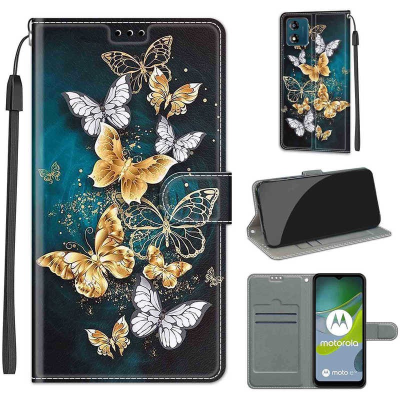 For Motorola G54 Mobile Phone Leather Case Voltage Painted MotoG85 5G Flip Card Wallet Protective Case