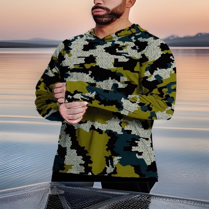 In-stock Kuiu outdoor camouflage sea fishing apparel, hooded milk silk sun protection clothing, UV protection, loose fit In-stock Kuiu outdoor camouflage sea fishing apparel, hooded milk silk sun protection clothing, UV protection, loose fit