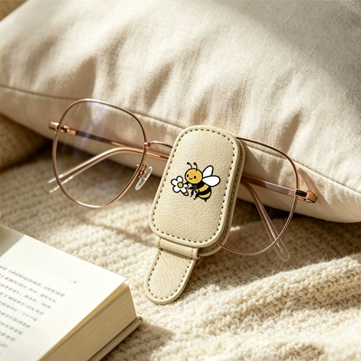 Beige cross-border bestseller sunglasses holder, creative car sun visor storage, bee and flower car glasses clip (Car Glasses Clip/Bill Clip) - bee-and-flower-car-glasses-clip