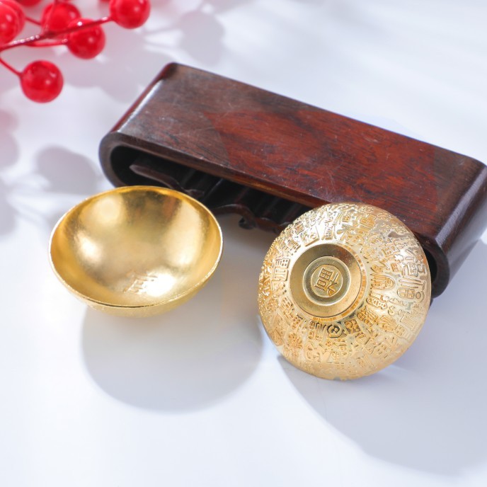 ゴールデンボウル 1歳の誕生日小道具 合金電気メッキポケット パフリット 小さな金のボウル お金の収集 観光名所 工芸品 装飾品|undefined