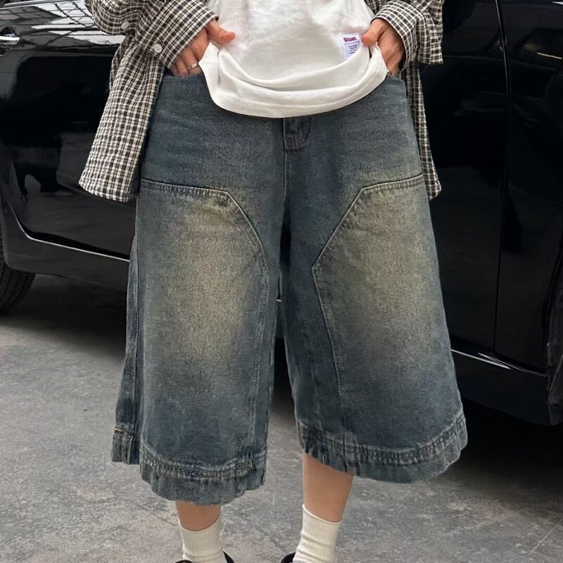 2025 Thin Denim Shorts Men's Summer New Straight Five-point Pants Fashionable Brand American Casual High Street Trendy Pants 2025 Thin Denim Shorts Men's Summer New Straight Five-point Pants Fashionable Brand American Casual High Street Trendy Pants
