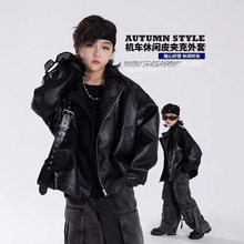 韩版儿童2025皮衣秋季新款男童潮流机车皮衣夹克外套复古跨境批发