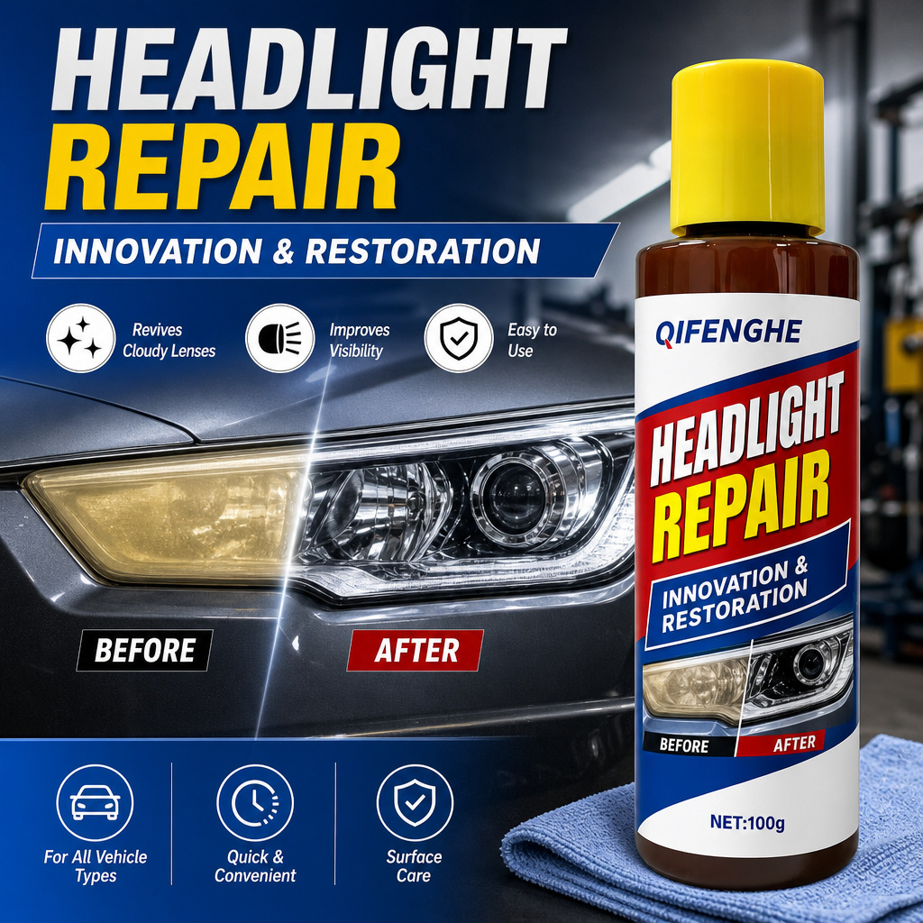 QIFENGHE Car Headlight Repair Agent 100g - Yellow Removal, Brightening, Cleaning and Restoring Agent