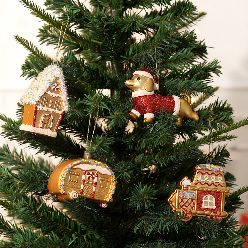 New Christmas tree pendant Christmas decoration pendant party layout high-end electroplated gingerbread man scene decoration