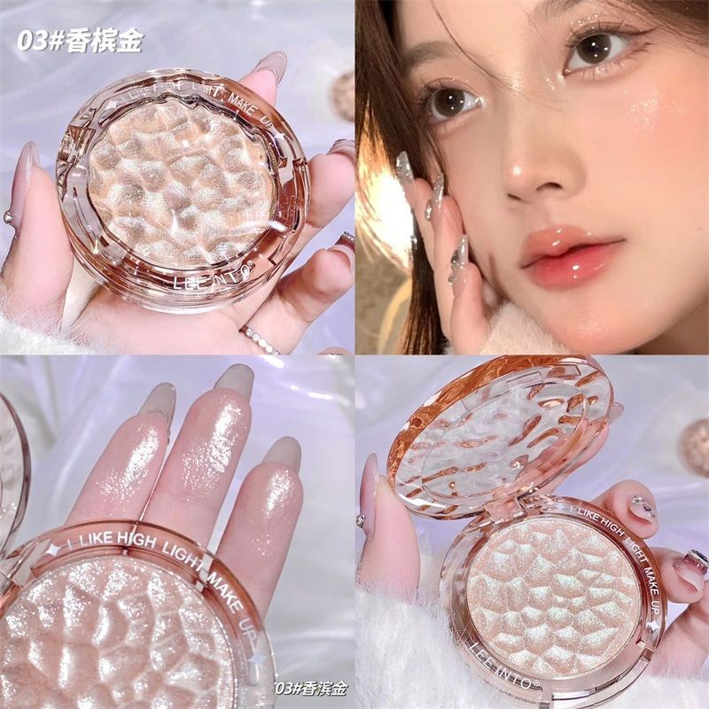 LEEINTO Polvo Iluminador Cristalino Natural Tridimensional Contorno Perla Resplandeciente Iluminador Efecto Puré de Patata