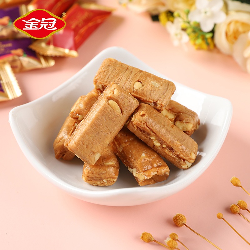 Golden Crown Nuts Toffee Candy 500g Bulk Packing Wedding Celebration Candy Leisure Snack Hunger Satisfaction High-Value Candy Wholesale