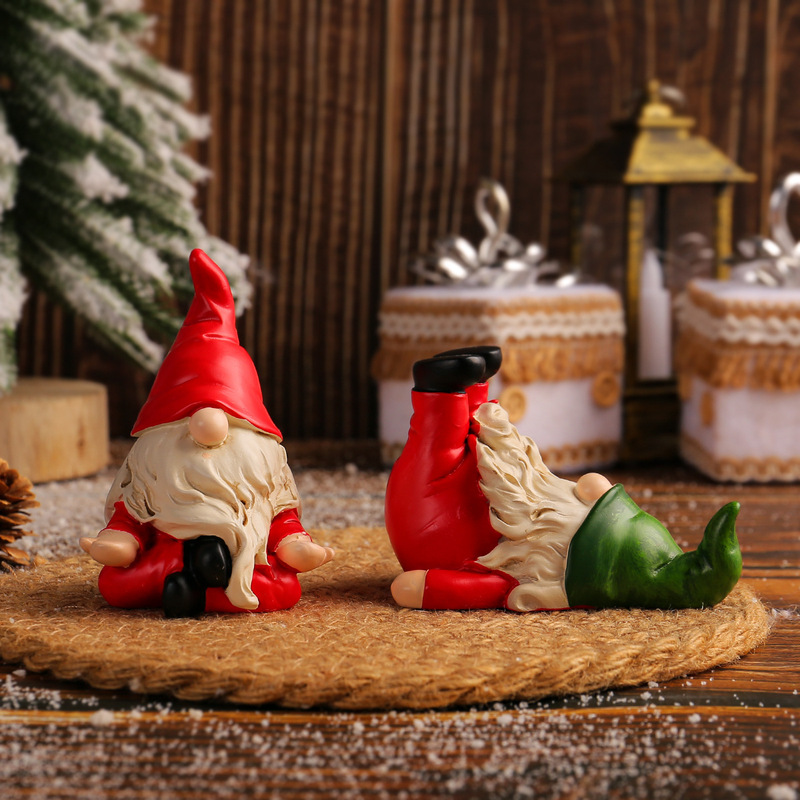 New Christmas Faceless Old Man Doll Crafts Creative Home Desktop Yoga Gnome Elf Sitting Posture Ornaments