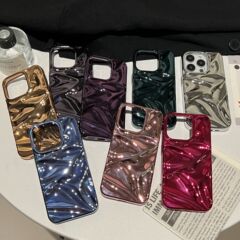 iPhone16pro max Apple 17 携帯電話ケース 14/15 ソフトケースに適した電気メッキ立体しわ加工