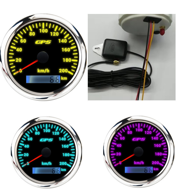 Cross-border dedicated 85mm car modified ship yacht GPS speedometer 7-color backlight 0-200kmh speedometer