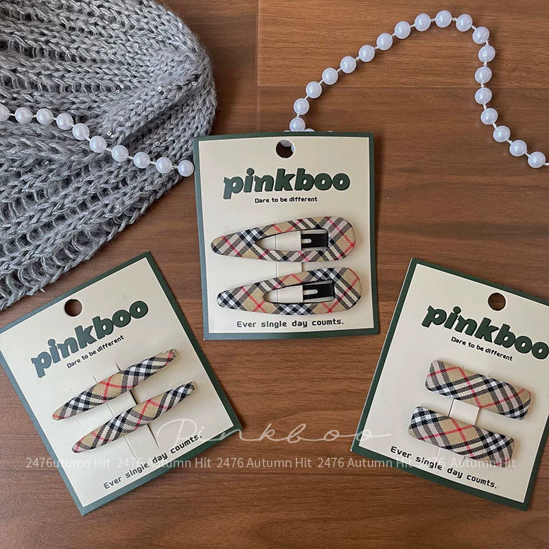 Детская заколка (pinkboo) клетчатая корейская hairgrip, аксессуар для чёлки на осень