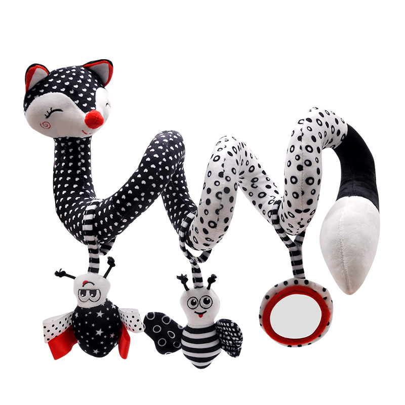 Juguete de educación temprana para cuna, zorro blanco y negro, 0-1 años