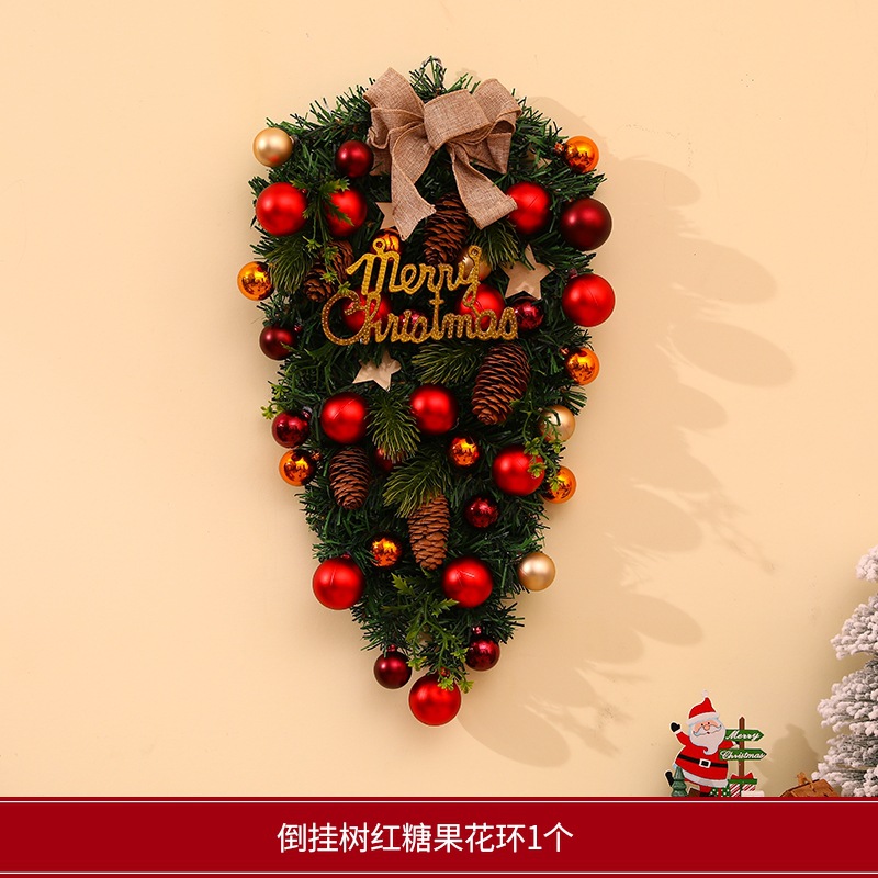 Decoraciones navideñas transfronterizas creativas guirnaldas navideñas puertas colgantes de caña ventanas atmósfera diseño de colgantes navideños