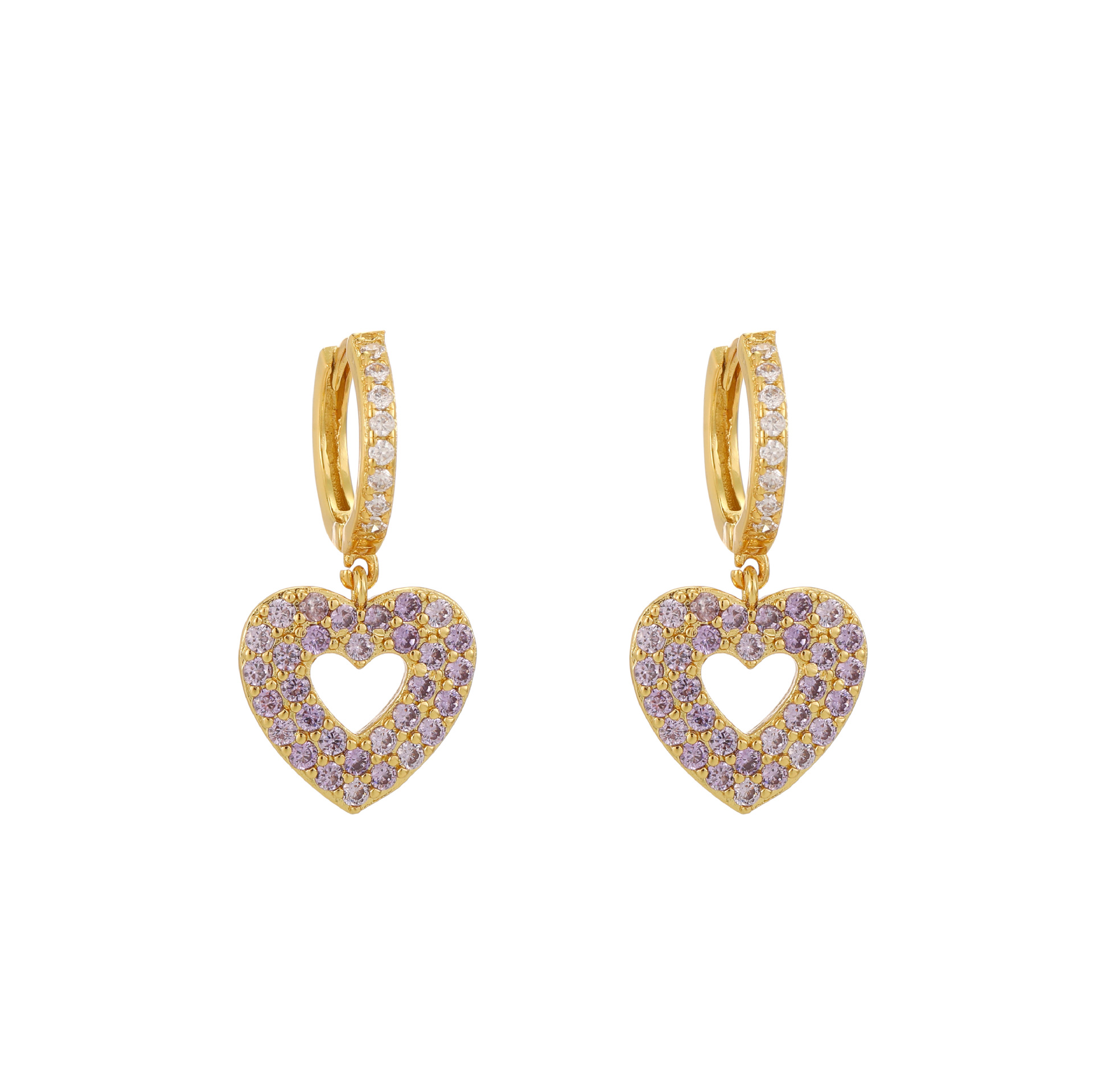 Micro Inlaid Zircon Peach Heart Earrings Small Circle Ear Clip Copper Earrings display picture 4