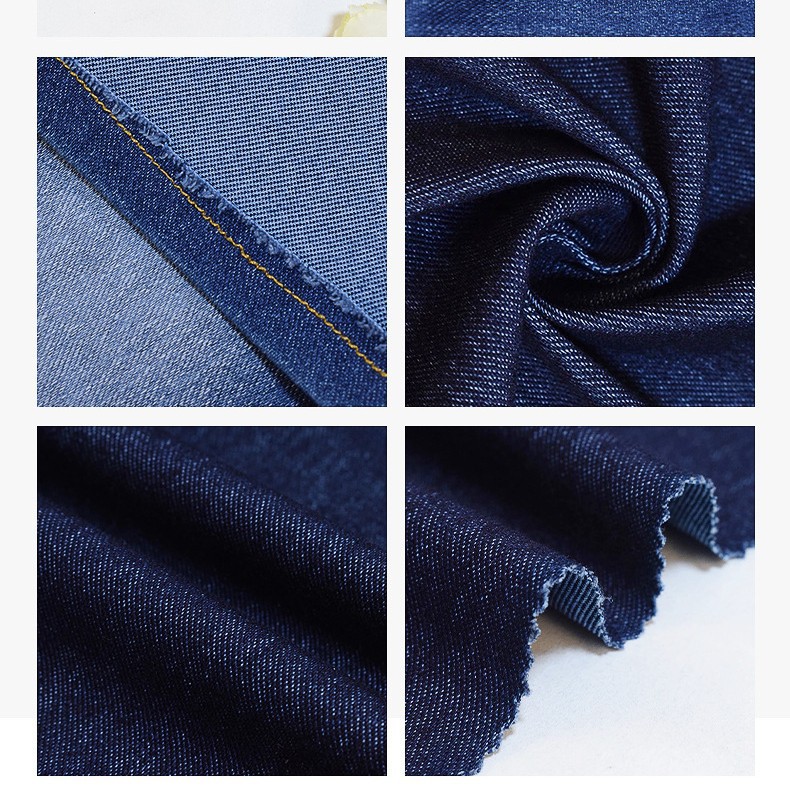 靛蓝针织弹力斜纹牛仔布春秋时装休闲服春夏薄款水洗牛仔面料