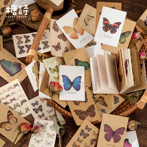 Tang Shi Bean Material Book Time Projector Series Retro Literary Handbook DIY Decorative Backing Paper 8 Types