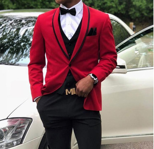 2022 Wedding Foreign Trade for Business Casual Suit Men's Three-Piece Groom's Best Man Wedding Banquet Suit Men