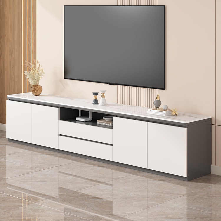 Solid Wood Tv Cabinet Modern Minimalist Living Room Home Small Apartment Light Luxury Floor-Standing Slate Coffee Table Tv Cabinet Combination