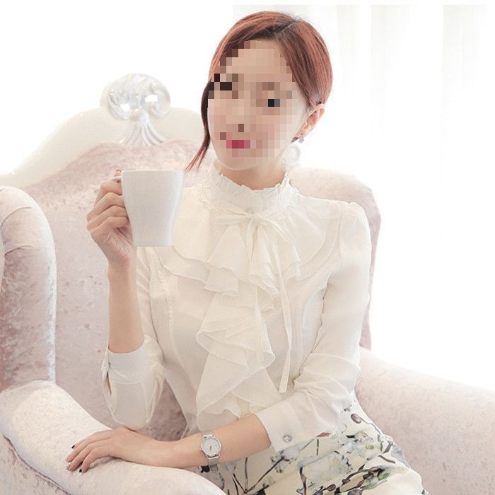 立领衬衫女职业装大码衬衫女长袖修身职业装韩版打底衫女衬衣|undefined