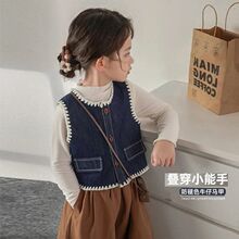 女童马甲上衣春秋2025新款儿童宝宝秋装百搭牛仔背心外穿春秋穿搭