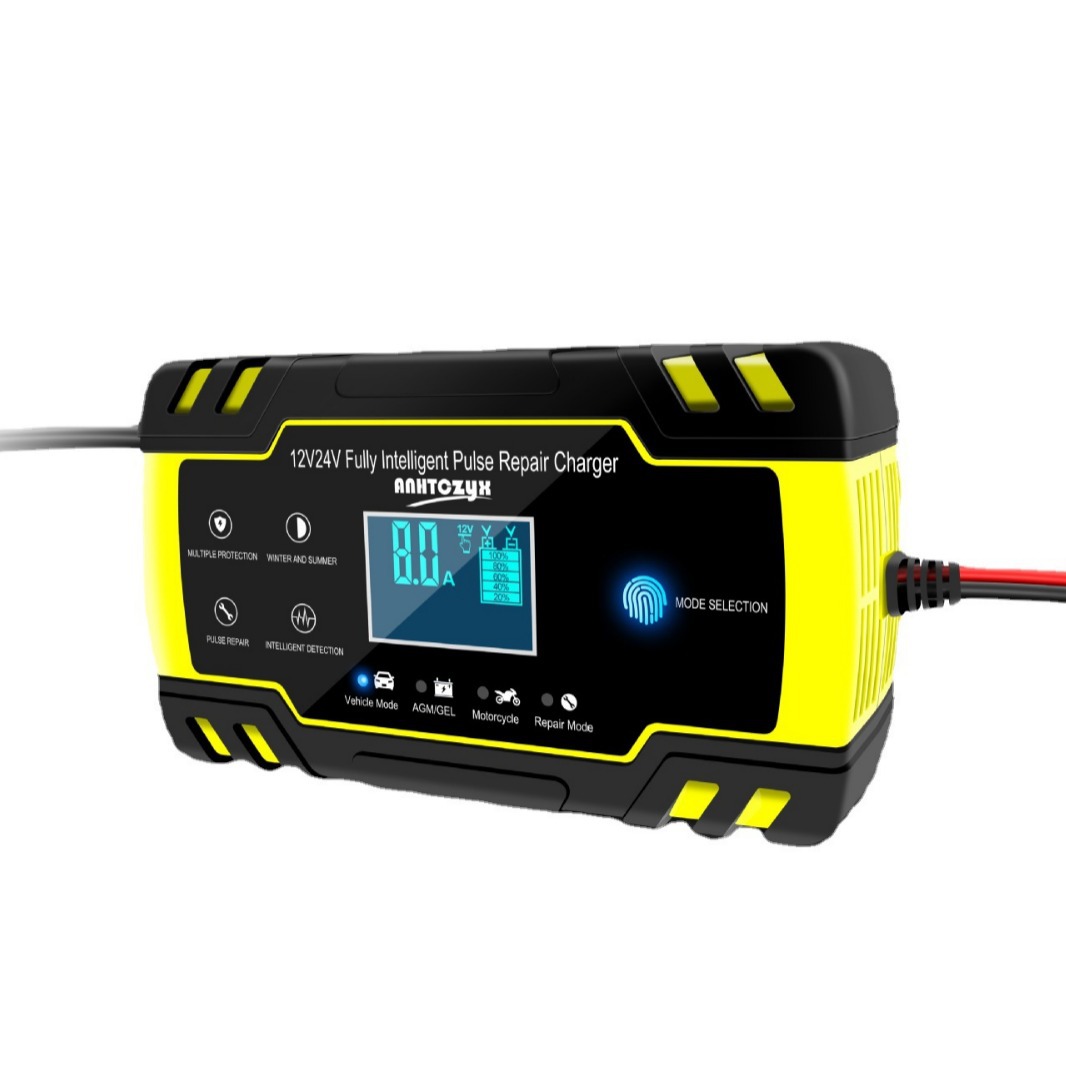 Cargador de batería para coche y moto 12V/24V – cargador inteligente AGM, camiones, versión UE/UK