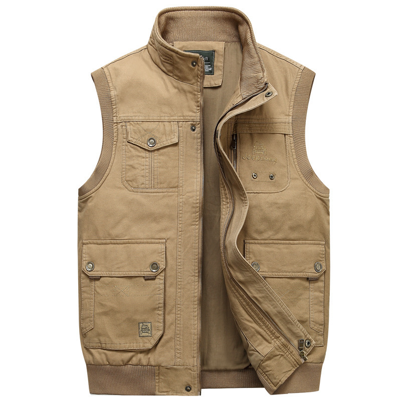 Jidenpu Spring, Summer and Autumn Outdoor Multi-Flap Pocket Pants Vest Photography Fishing Vest Men's Waistoutwear Casual Vest Jacket