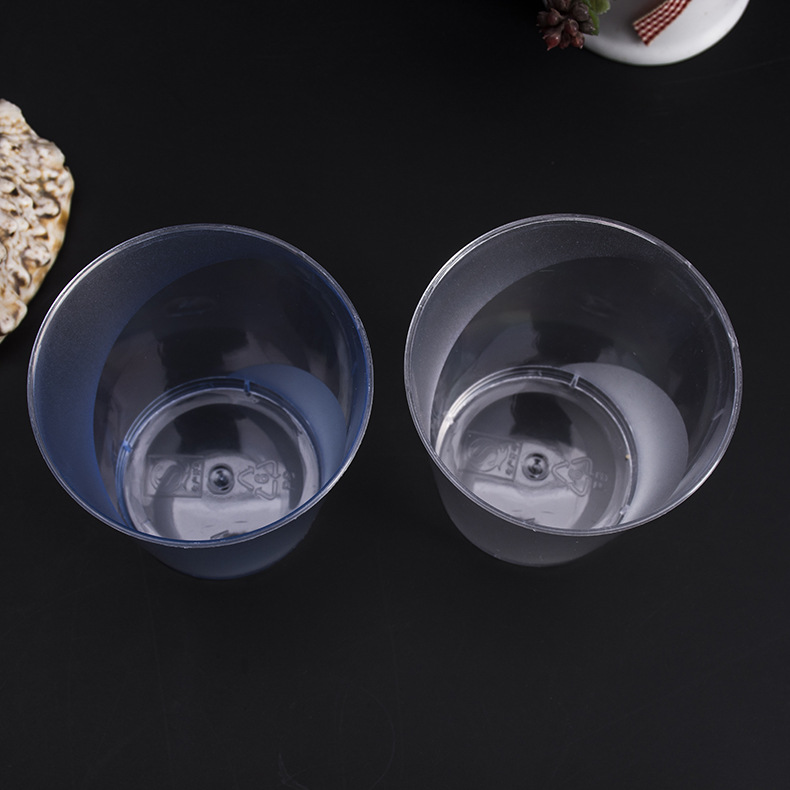 Taza de aviación desechable de plástico duro 210ml taza de engrosamiento rígida bebida transparente esmerilado espacial