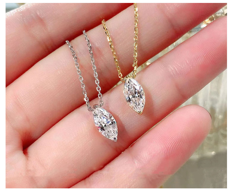 5g Weight 925 Sterling Silver, Zircon Pendant Material 925 Sterling Silver Geometric Zircon 925 Sterling Silver Cable Chain Pendant Necklace