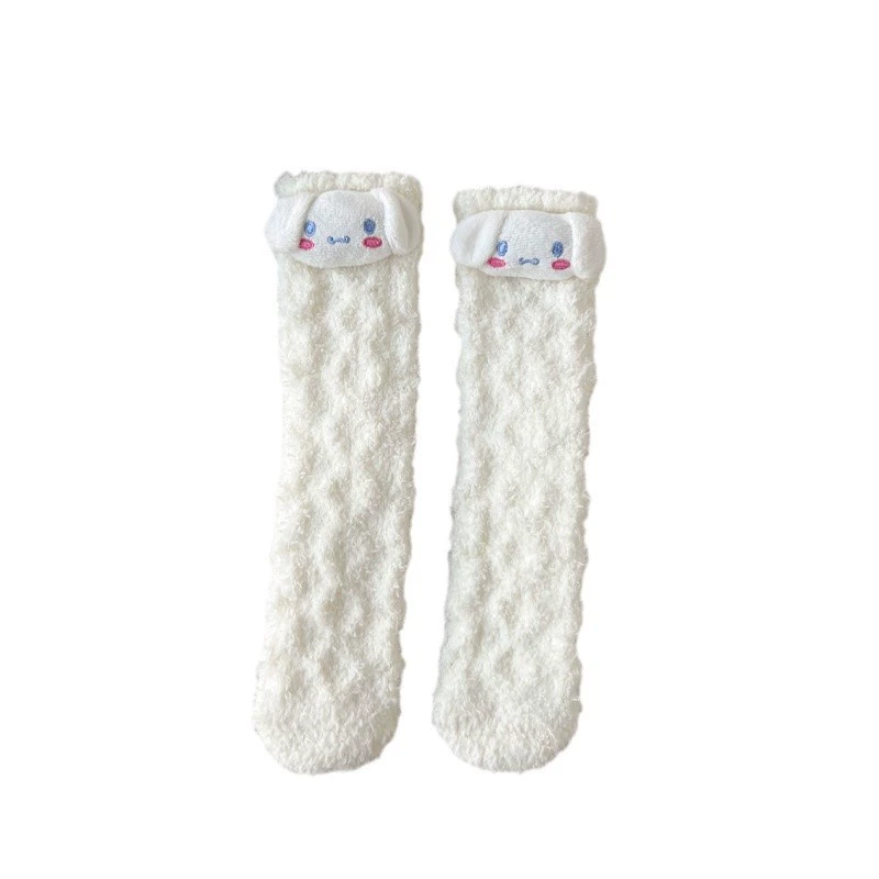 Корковато-бархатные белые трехмерные японские утепляющие сувенирные куклы, милые носки