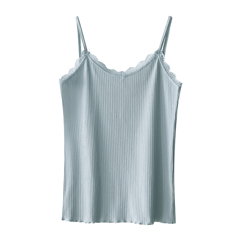 Camisola pequeña para mujer con almohadilla para el pecho en otoño e invierno con una blusa sin mangas modal exterior, camisa de fondo blanca y negra profesional