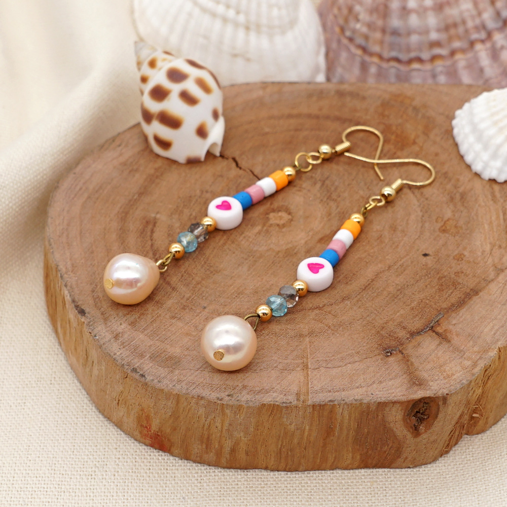 INS Style Cross Eye Pearl Plating Zircon Drop Earrings 1 Pair