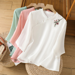 棉麻女短袖