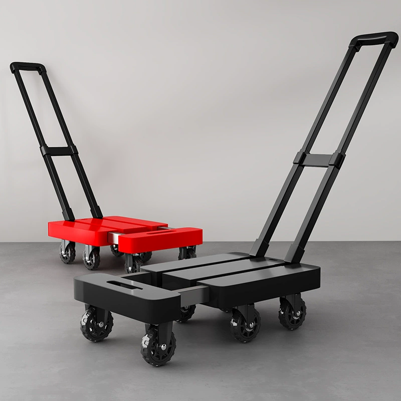 Бесшумная тележка с большими колесами, грузовик с плоской платформой, бытовая коммерческая телескопическая тележка, складная тележка, складной небольшой прицеп