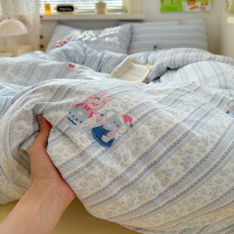 母婴a类超柔双层纱四件套ins风木棉小碎花学生宿舍床上三件套批发|undefined