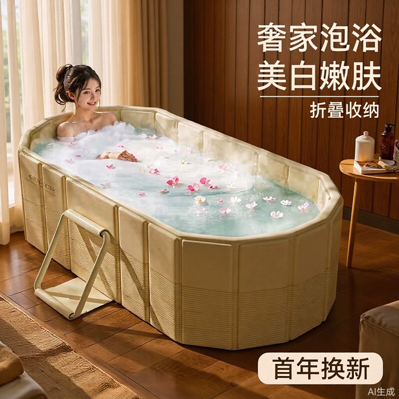 Jiameng Bath Bucket for Adults, Instant Opening, Constant Temperature, Foldableable, Installation-Free, New Large Bathtub, Household Adult Bath Bucket